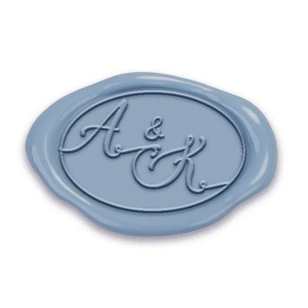 Boundary Monogram Custom Wax Seal Stamp-1 1/8" Oval Die with choice of Handle #7047 - Image 2