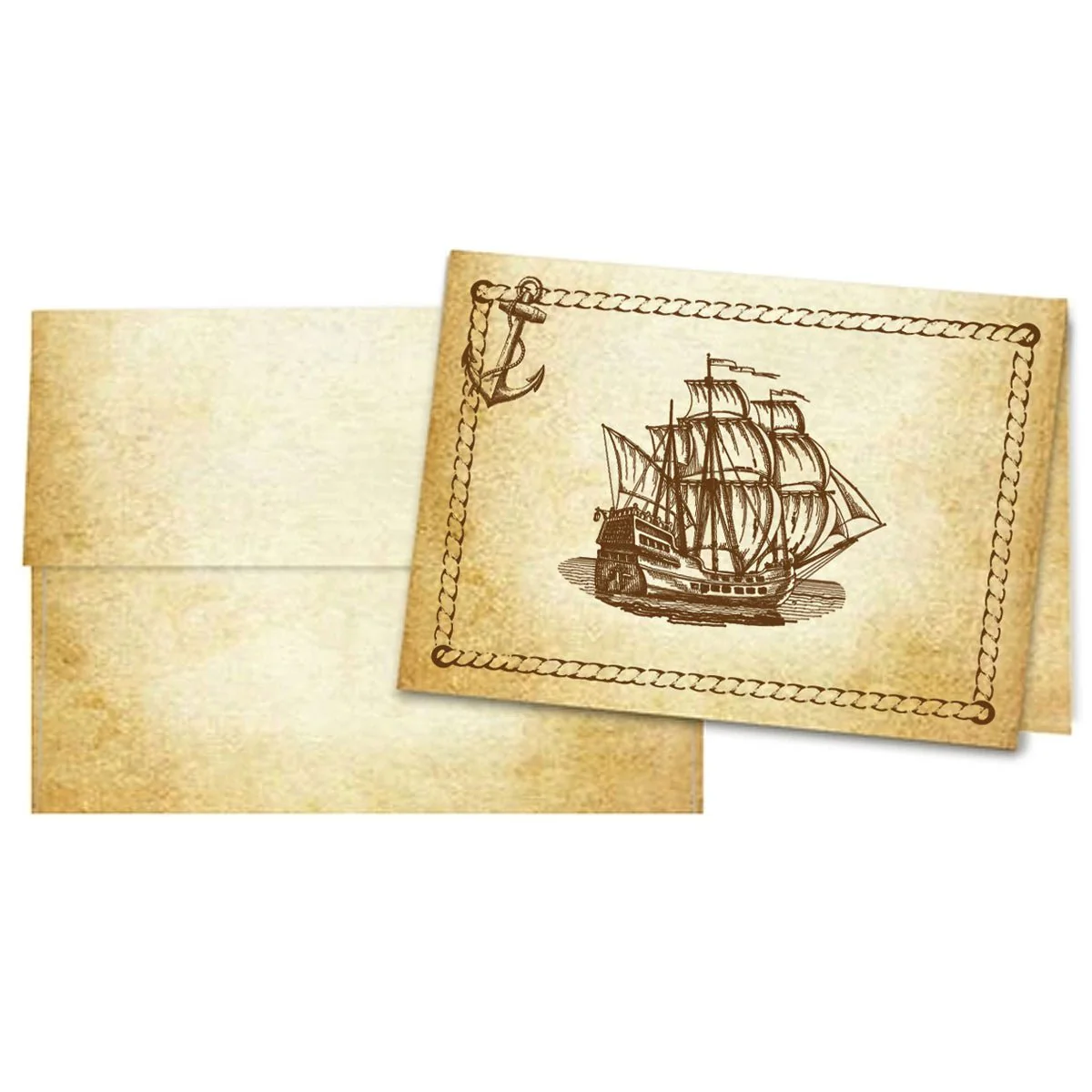 Aged Parchment Printed Note Card Set with Envelopes 8/8 - 8 Designs with Personalization Option - Image 13