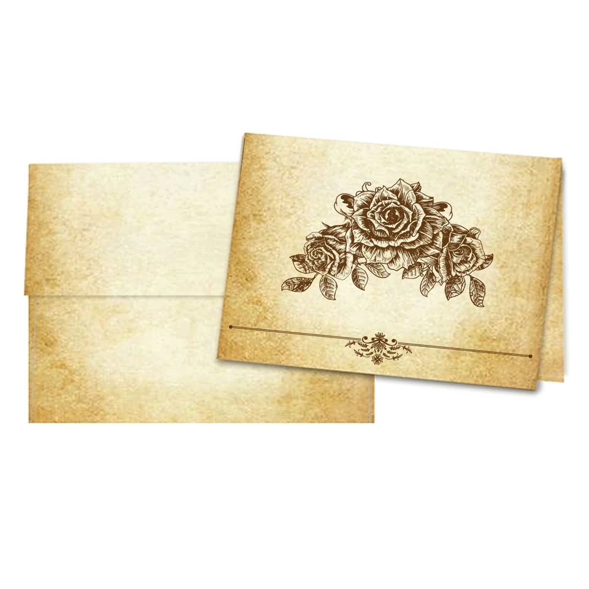 Aged Parchment Printed Note Card Set with Envelopes 8/8 - 8 Designs with Personalization Option - Image 14