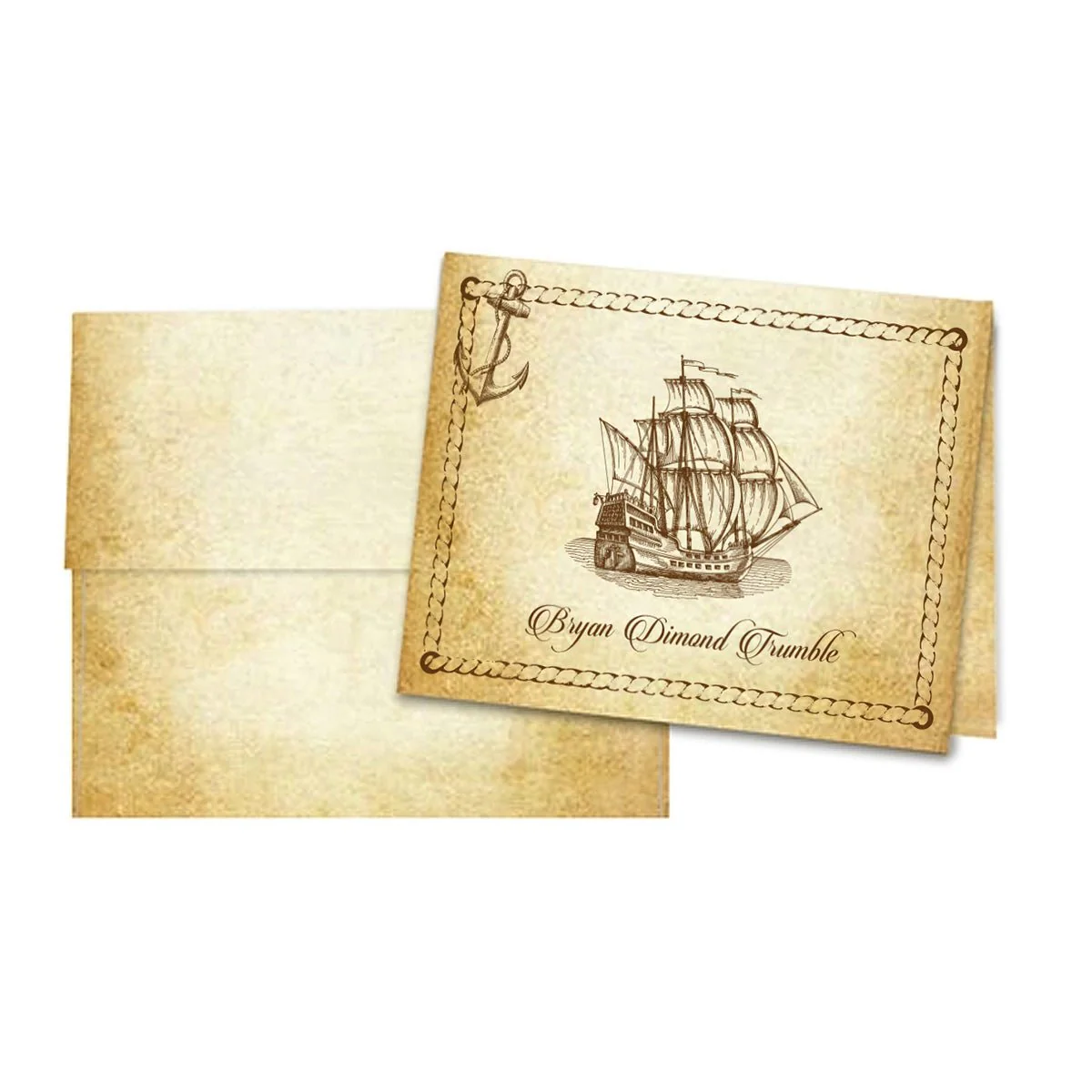 Aged Parchment Printed Note Card Set with Envelopes 8/8 - 8 Designs with Personalization Option - Image 15