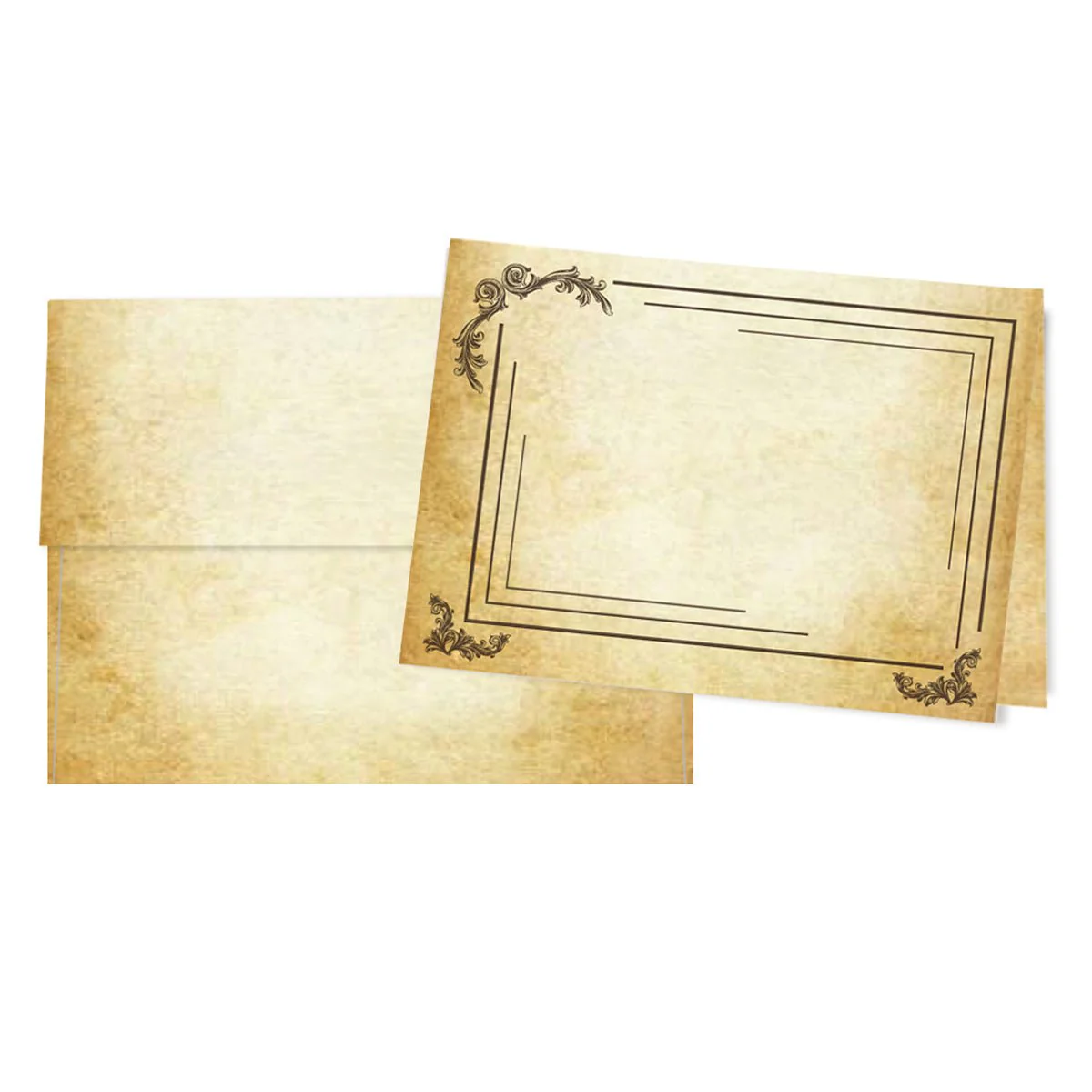 Aged Parchment Printed Note Card Set with Envelopes 8/8 - 8 Designs with Personalization Option - Image 17