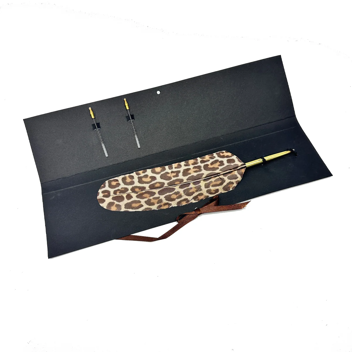 Animal Print Feather Ballpoint Pen with 2 refills in folder - Image 3