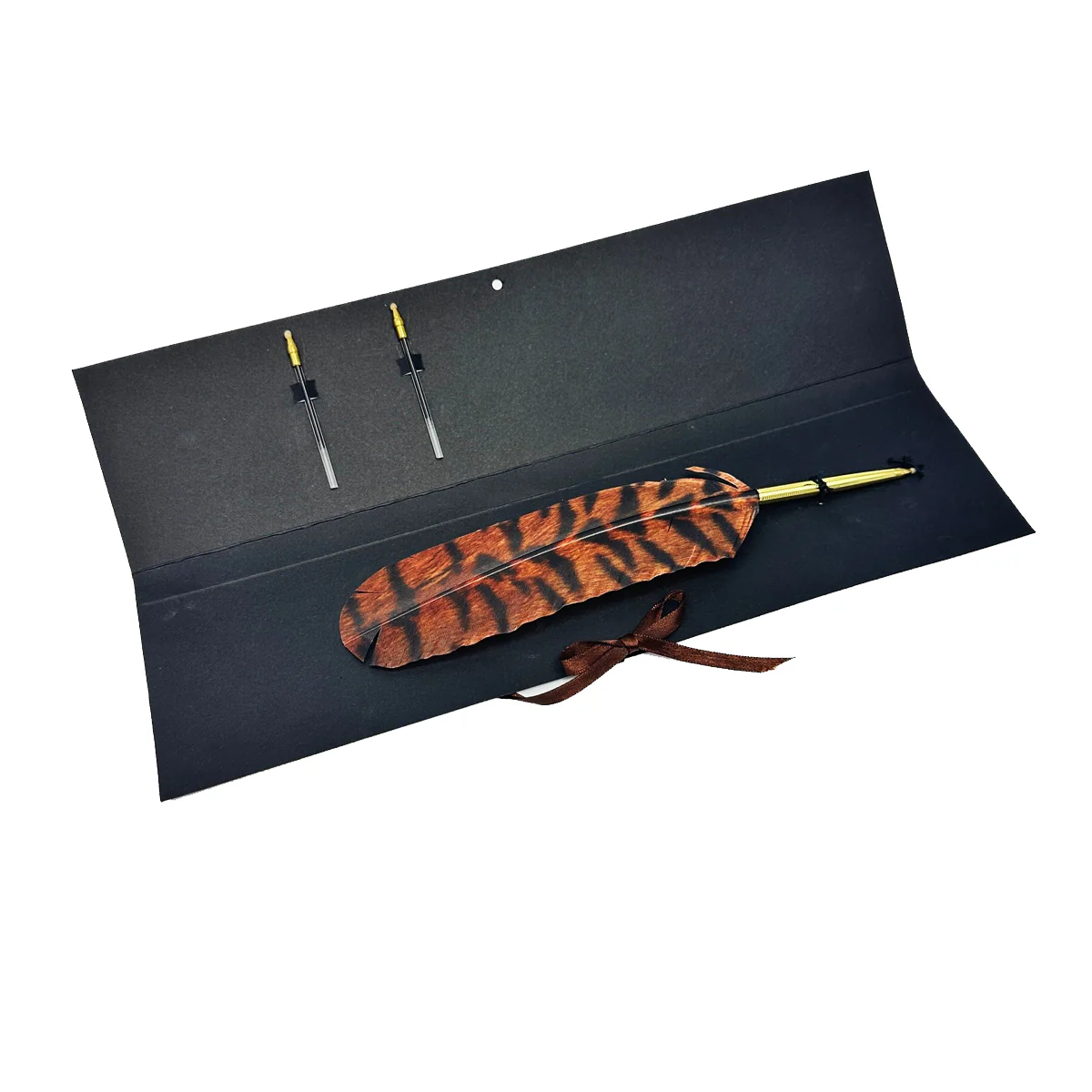 Animal Print Feather Ballpoint Pen with 2 refills in folder - Image 6