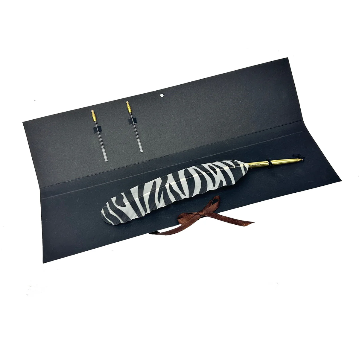 Animal Print Feather Ballpoint Pen with 2 refills in folder - Image 7