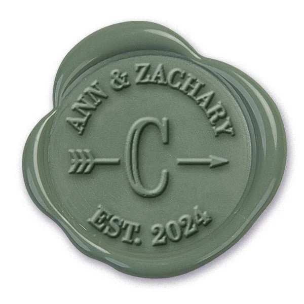 Arrow Wedding Monogram Adhesive Wax Seals #9301A bundle with stamp - Image 2