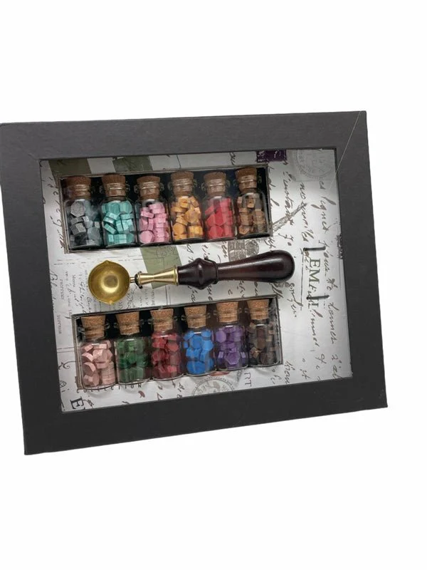 Bead Sealing Wax Starter Kit with Wax Seal Stamp, 12 colors Sealing Wax and Melting Spoon - Image 3
