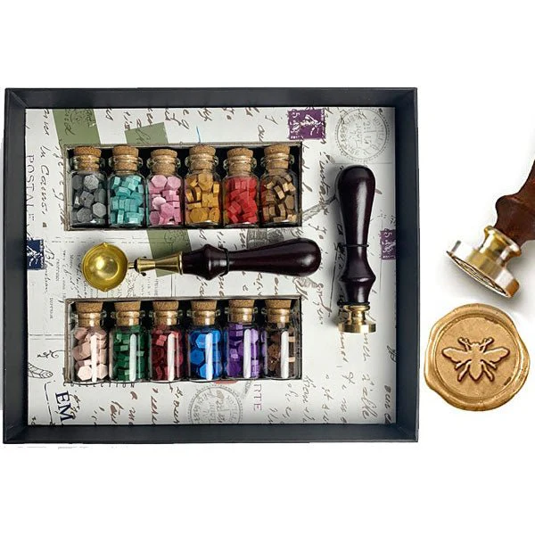 Bead Sealing Wax Starter Kit with Wax Seal Stamp, 12 colors Sealing Wax and Melting Spoon - Image 5