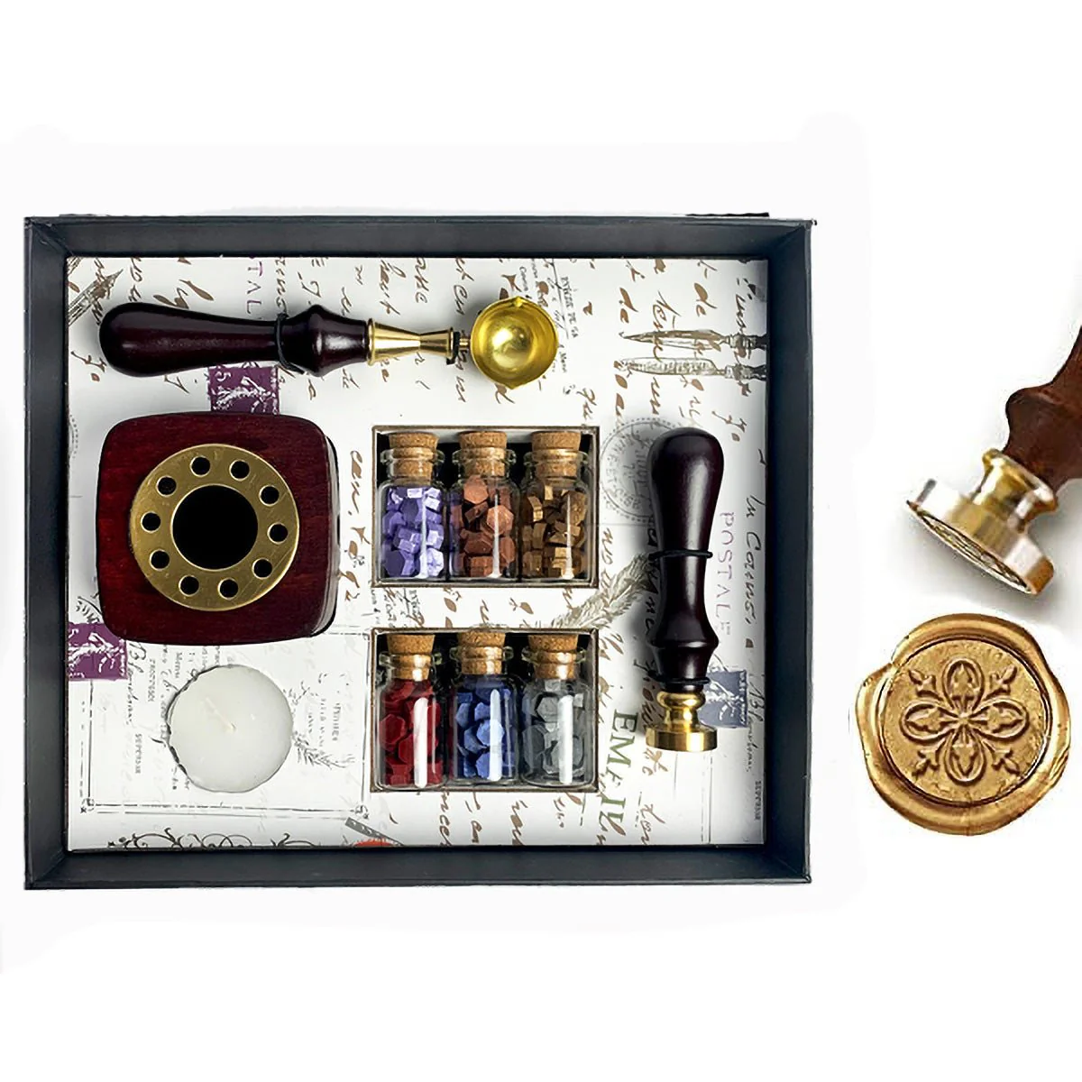 Bead Sealing Wax Kit with 6 colors Sealing Wax Beads, Melting Pot, Candle and Spoon - Image 13