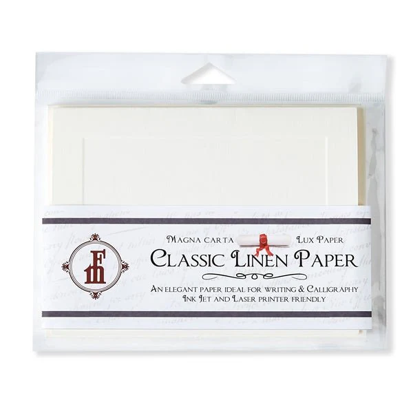 Classic Linen Fold-Over Note Card Set with Envelopes- White or Ivory - Image 4