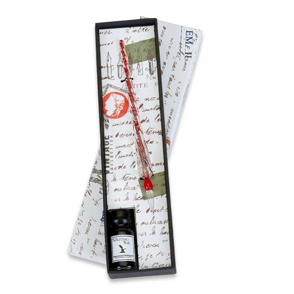 Glass Calligraphy Dip Pen & Ink Set Shimmering Colors - Image 3