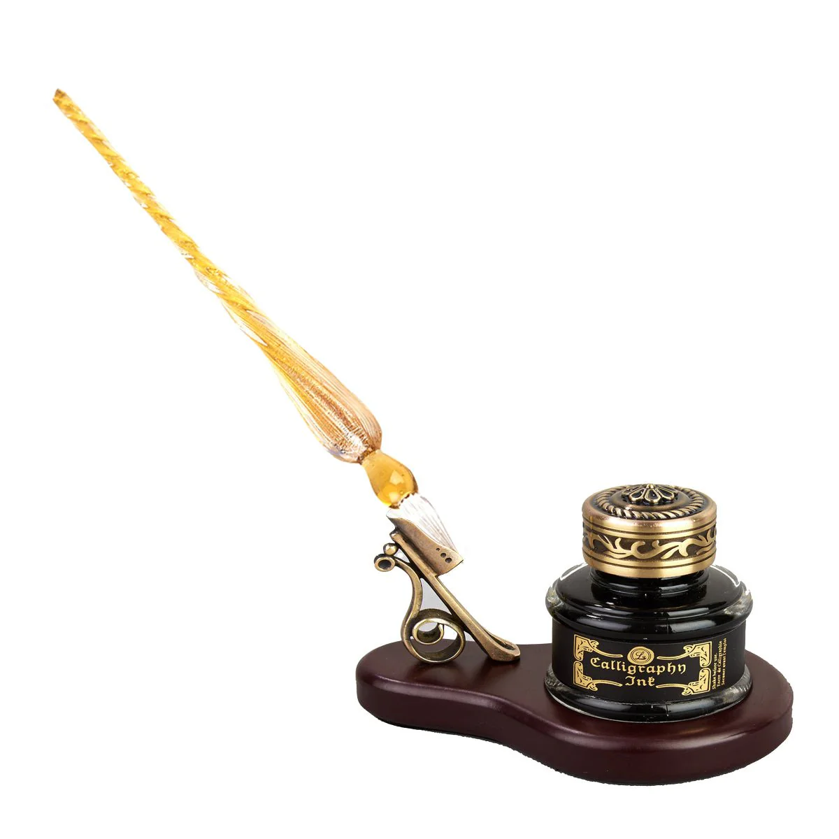 Glass Pen, Ink & Wood Stand Desk Set-4 colors - Image 6