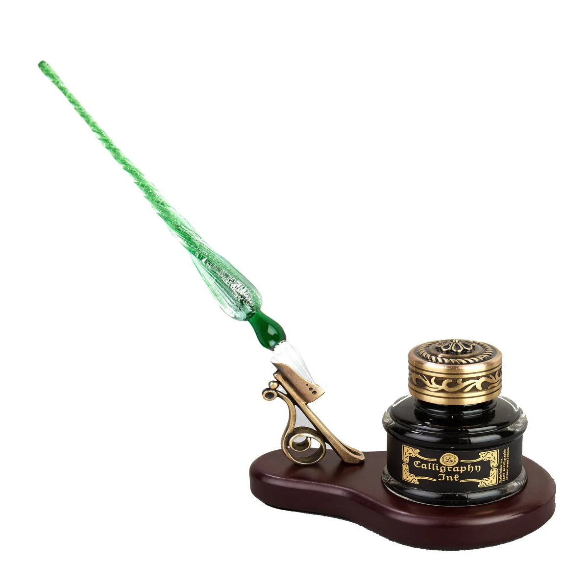 Glass Pen, Ink & Wood Stand Desk Set-4 colors - Image 7
