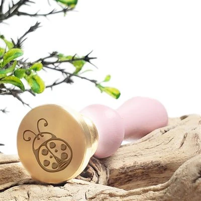 Ladybug Wax Seal Stamp with Blush Pink Handle #D747CD