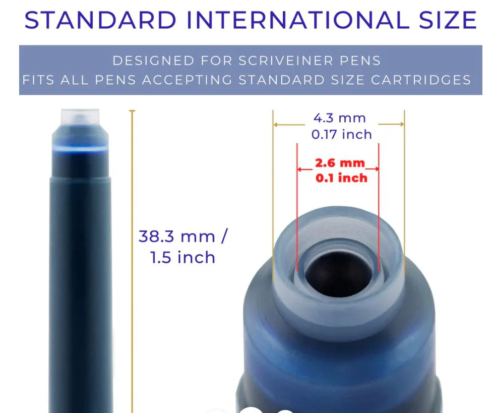 Luxury Fountain Pen Refills Blue or Black- Pk of 20 - Image 3