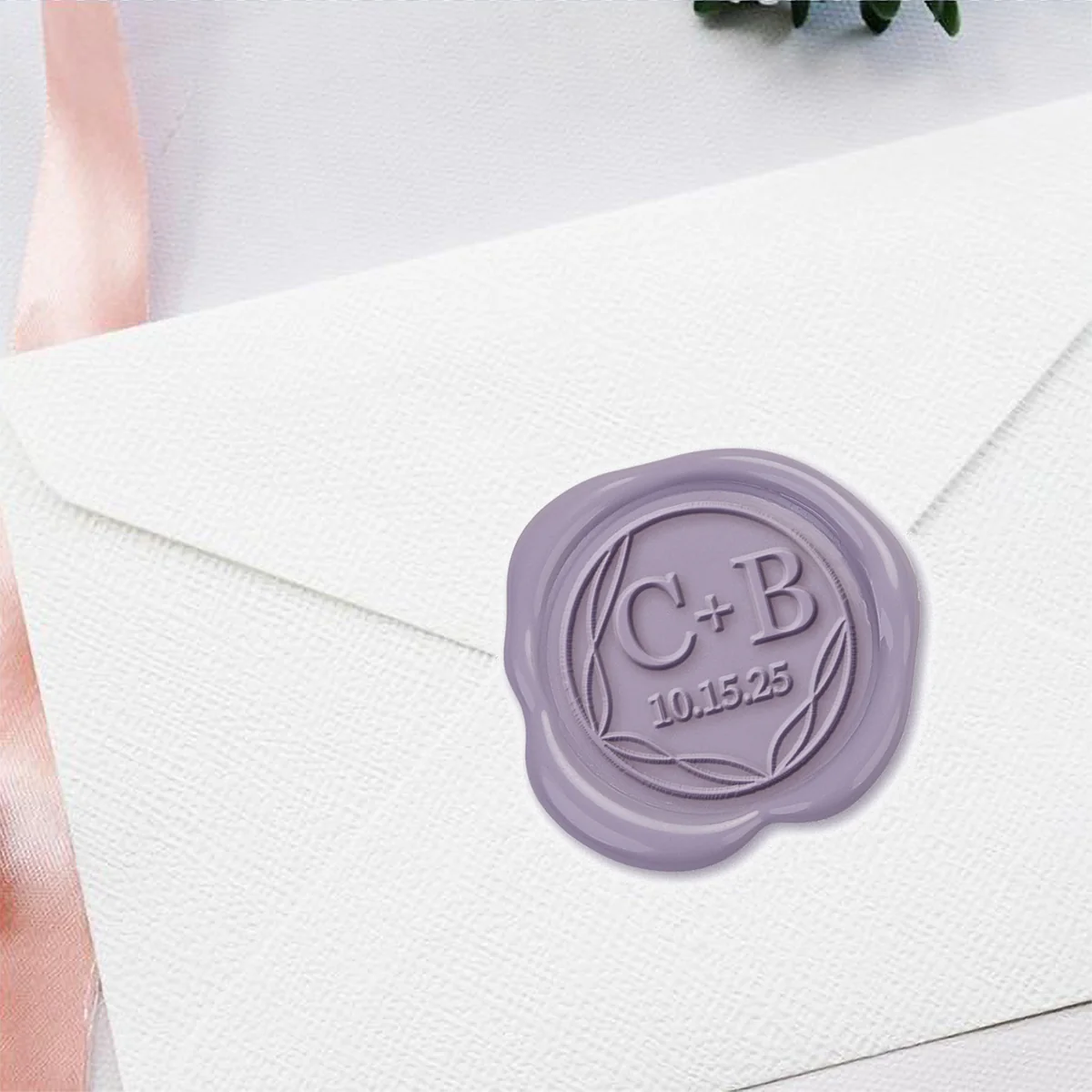 Modernist Wedding Monogram Adhesive Wax Seals #3389 Bundle with Stamp