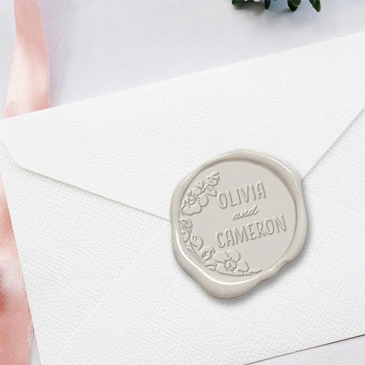 Olivia Couple's Names Wedding Custom Wax Seal Stamp #2515 - Image 3