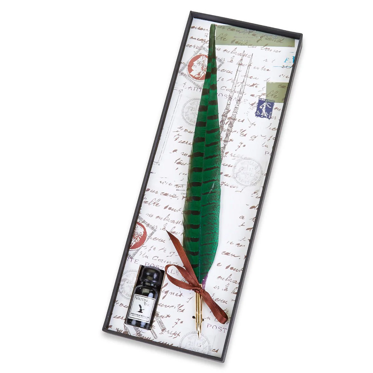 Pheasant Feather Quill Pen & Ink Set - Image 3