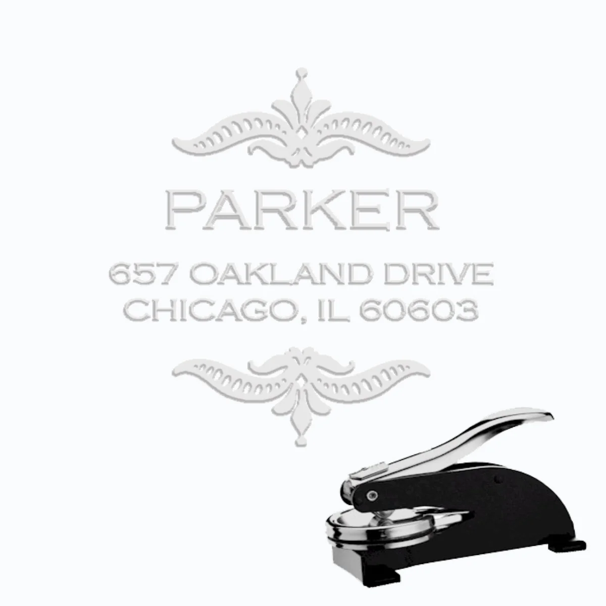 Round Address Paper Embosser with Name & Address #214 -1.625" imprint