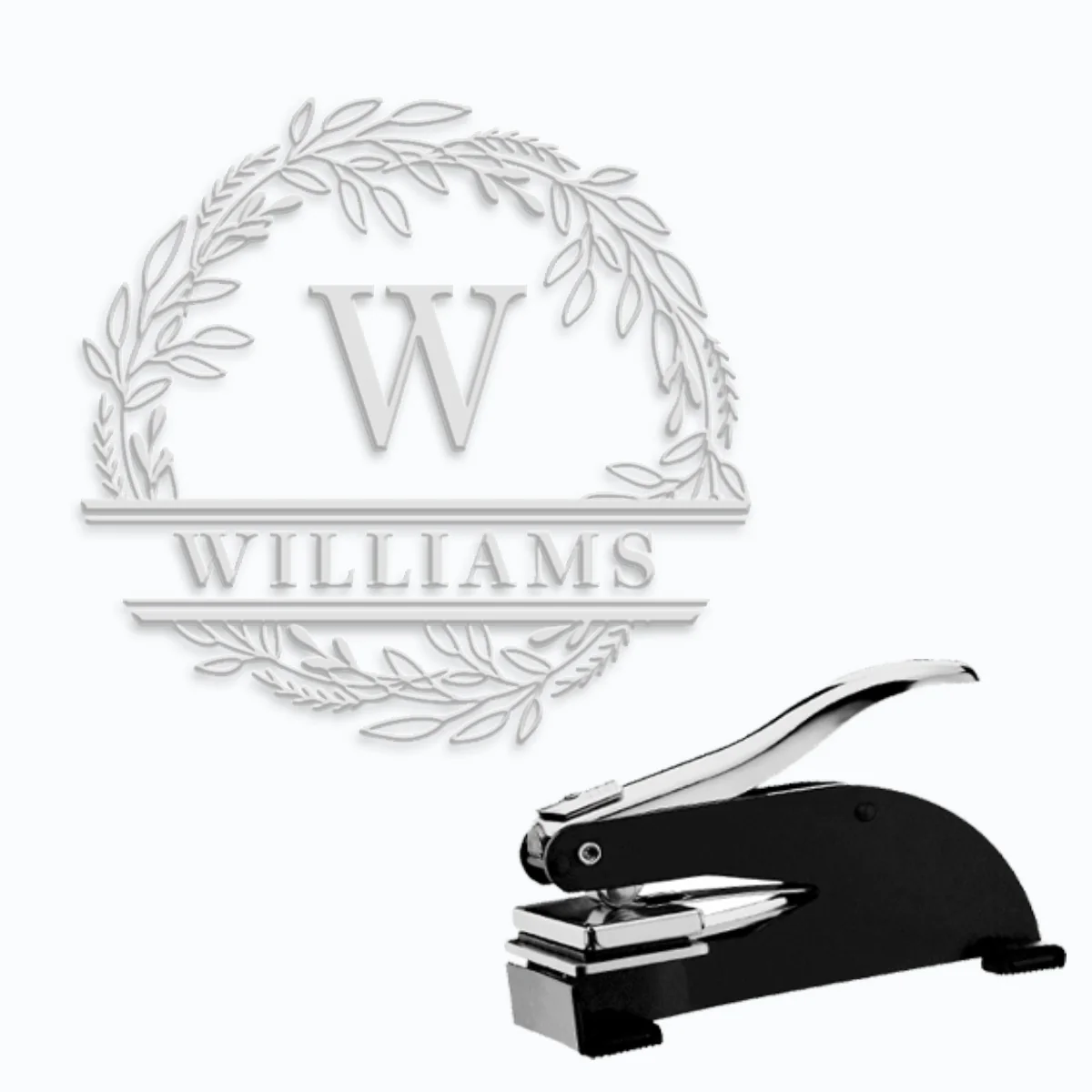 Round Paper Embosser with Name and Initial #2067 -1.625" imprint