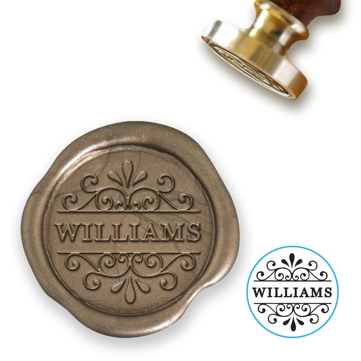 Scroll with Name Custom Wax Seal Stamp with Font Choices & Preview #8035 - Image 2