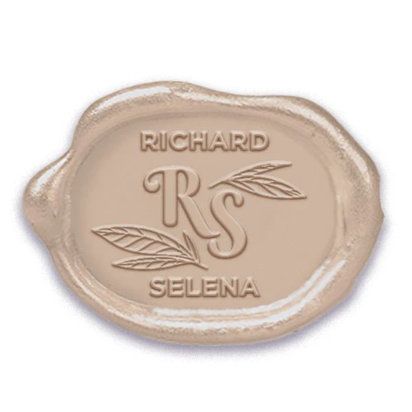 Selena Wedding Couples Custom Wax Seal Stamp on Rounded Oval with Names & Initials #2594 - Image 2