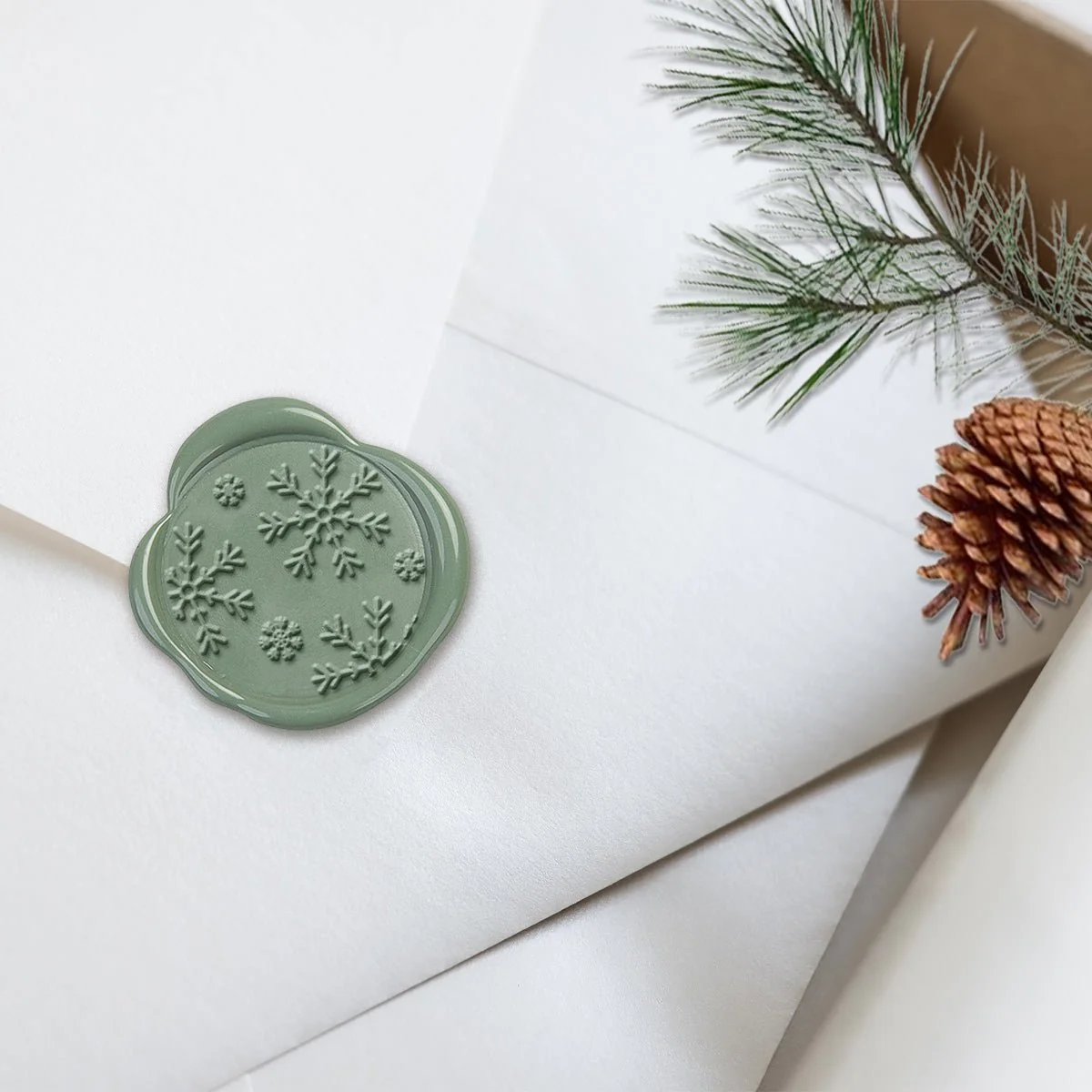 Snowflakes Adhesive Christmas Wax Seal Stickers 8PK - Hand Pressed 1 1/4" - Image 18