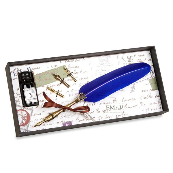 Vintage-style Feather Quill Dip Pen & Ink Set with Quill, Ink & Nibs - Image 3